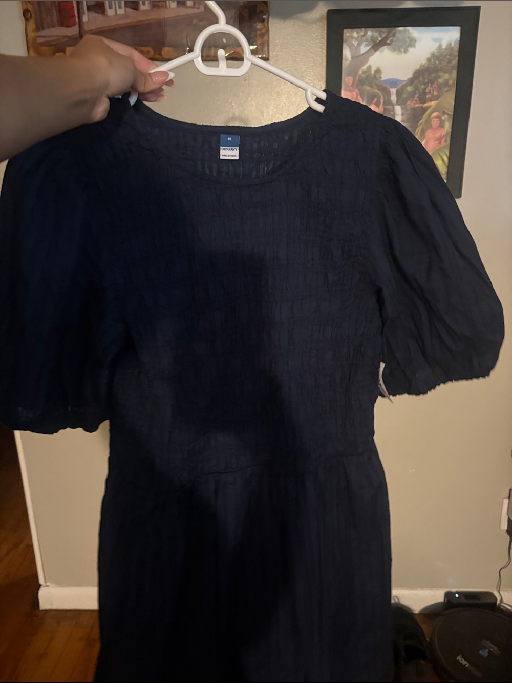 Old Navy Navy Puff-Sleeve Midi Dress